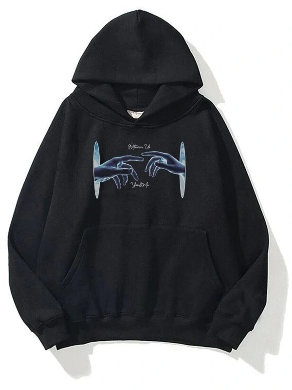 Unisex Between Us Sweatshirt Hoodie Siyah