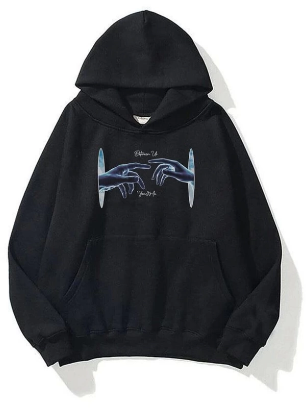 Unisex Between Us Sweatshirt Hoodie Siyah