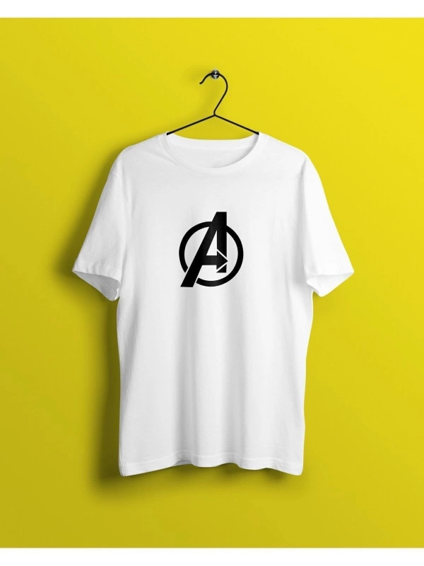 Unisex Beyaz Avengers Baskılı T-shirt