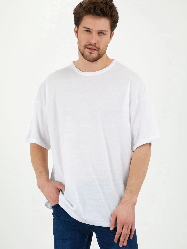 Unisex Beyaz Bol Kesim Oversize Tshirt