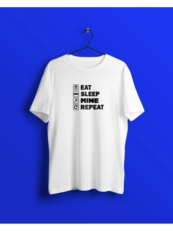 Unisex Beyaz Minecraft Baskılı T-shirt