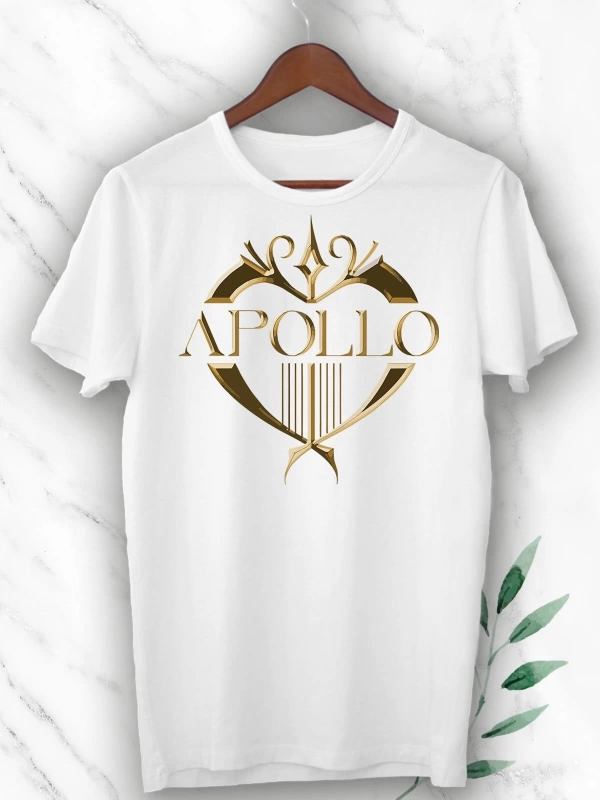 Unısex Beyaz Mitoloji Sanatların Tanrısı Apollo Baskılı Tişört
