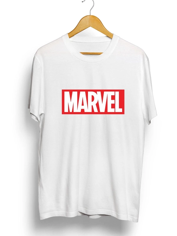 Unisex Beyaz Oversize Marvel Baskılı T-shirt