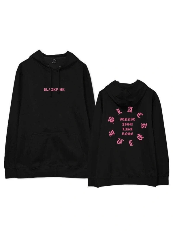 Unisex Blackpink Unisex Kapşonlu Hoodie Model35 15207 Siyah