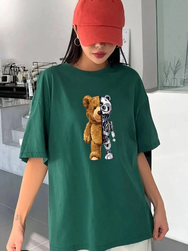 Unisex Boys Bear Baskılı T-shirt