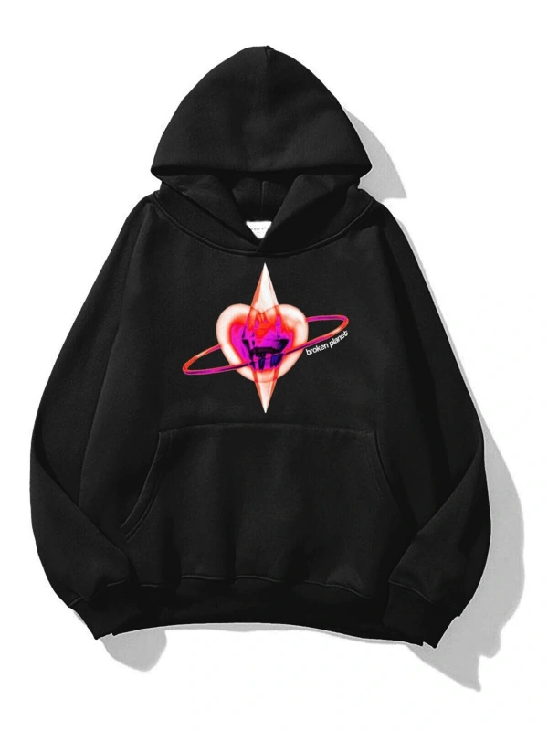 Unisex Broken Planet Sweatshirt Hoodie Siyah