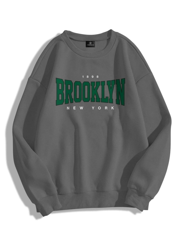 Unisex Brooklyn Bisiklet Yaka Sweatshirt