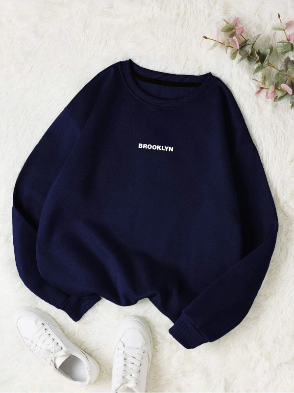 Unisex Brooklyn Özel Renkli Oversize Bisiklet Yaka Pamuklu Sweatshirt