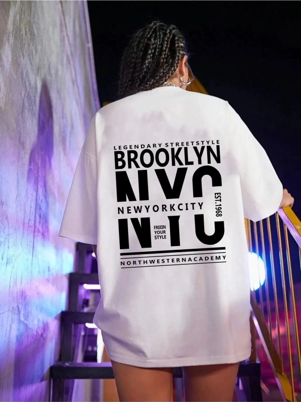 Unisex Brooklyn Rahat Kesim Oversize T-shirt