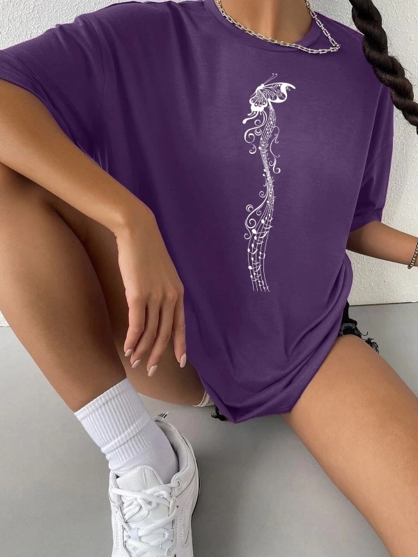 Unisex Butterfly Song Baskılı T-shirt