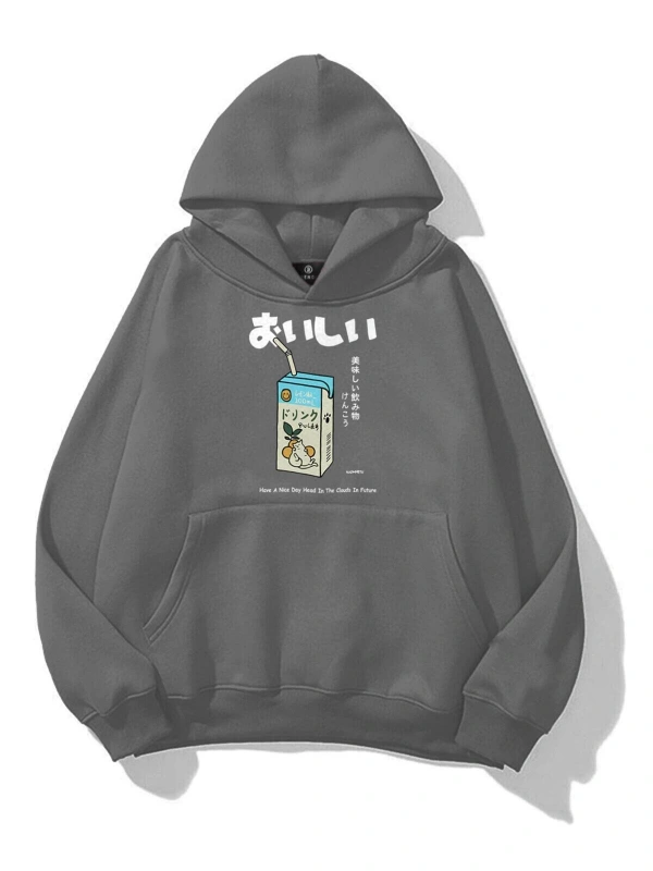 Unisex Cat Lemon Juice Sweatshirt Gri