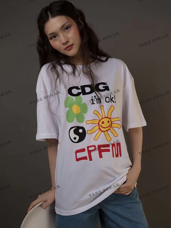 Unisex Cdg Im Ok! Cpfm Beyaz