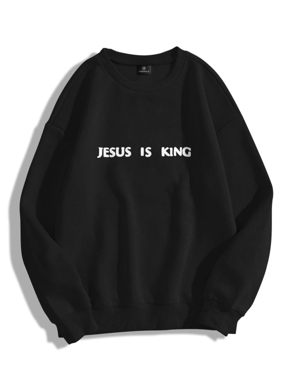 Unisex Chicago Jesus Is King Bisiklet Yaka Sweatshirt