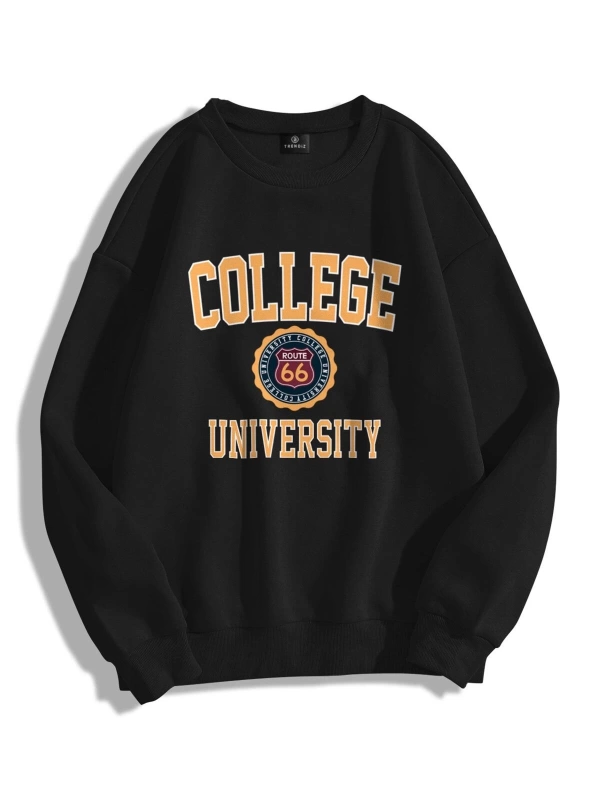 Unisex College University Bisiklet Yaka Sweatshirt