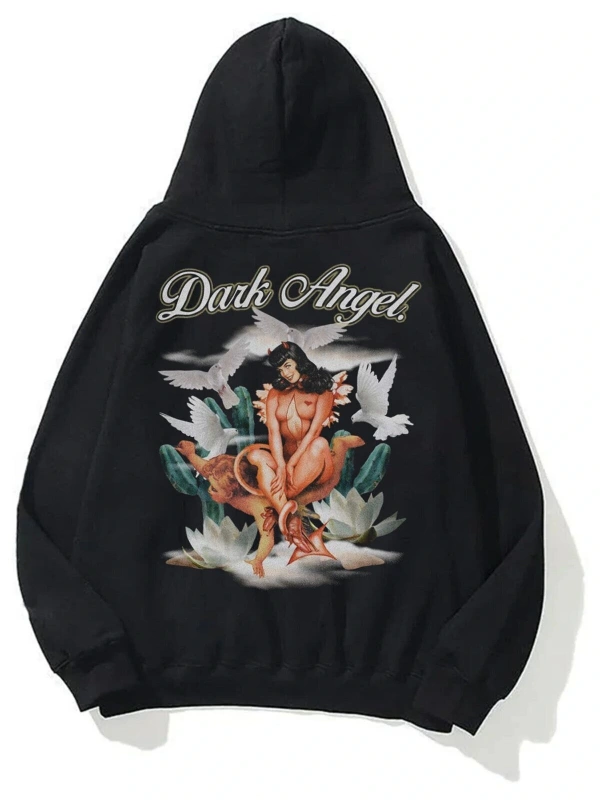 Unisex Dark Angel Sweatshirt Hoodie Siyah