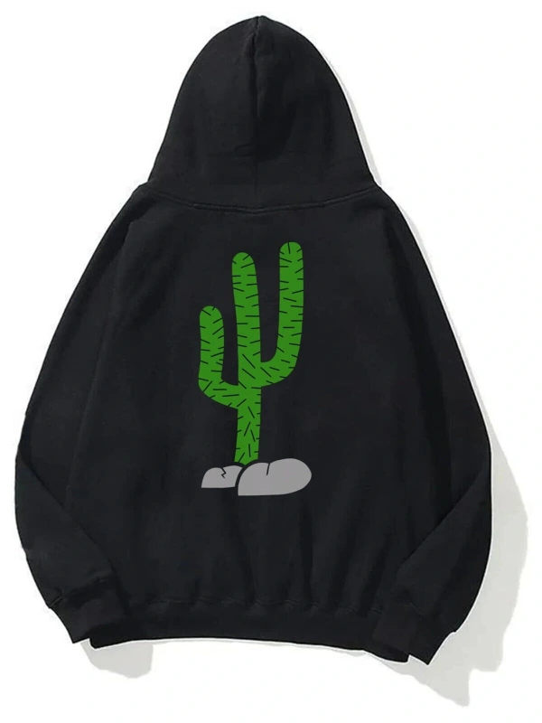 Unisex Dikenli Cactus Travis Scott Sweatshirt Hoodie Siyah
