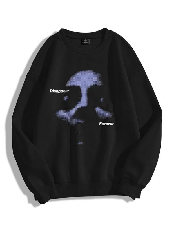Unisex Disappear Forever Bisiklet Yaka Sweatshirt Siyah