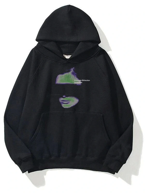 Unisex Distraction Sweatshirt Hoodie Siyah