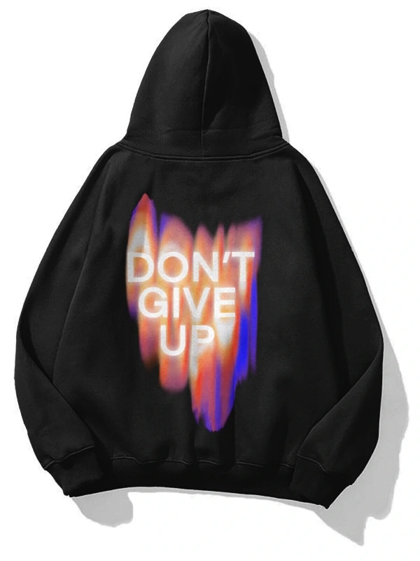 Unisex Dont Give Up Sweatshirt Hoodie Siyah