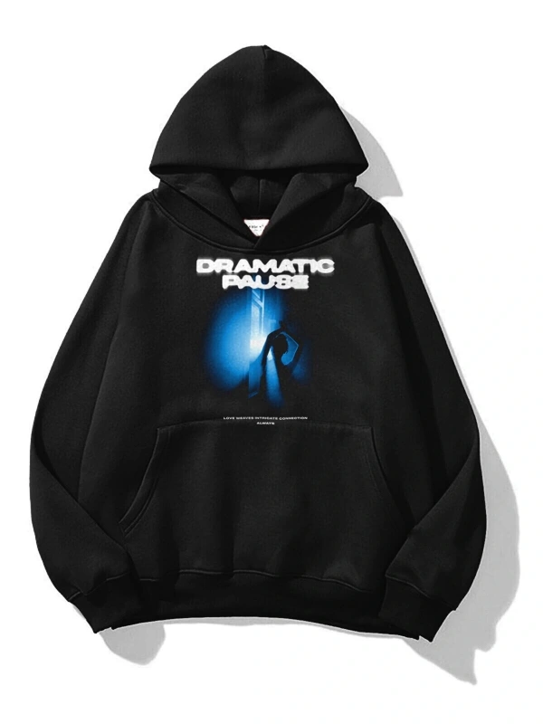 Unisex Dramatic Pause Sweatshirt Hoodie Siyah