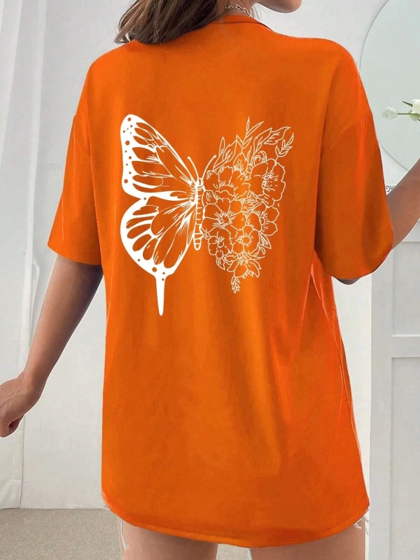 Unisex Drawing Butterflies Tasarım T-shirt