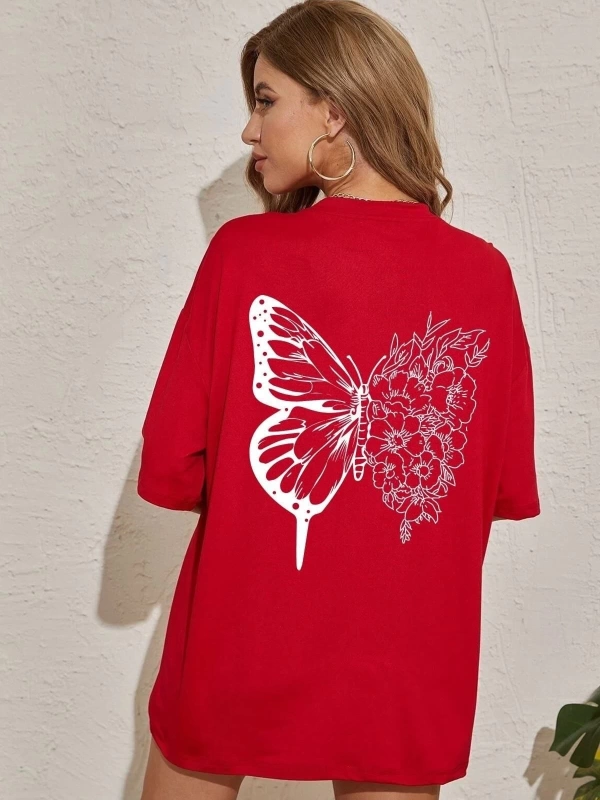 Unisex Drawing Butterflies Tasarım T-shirt