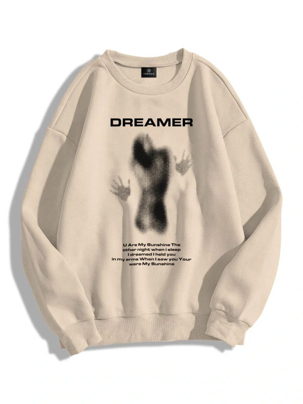 Unisex Dreamer Bisiklet Yaka Sweatshirt Hoodie Gri
