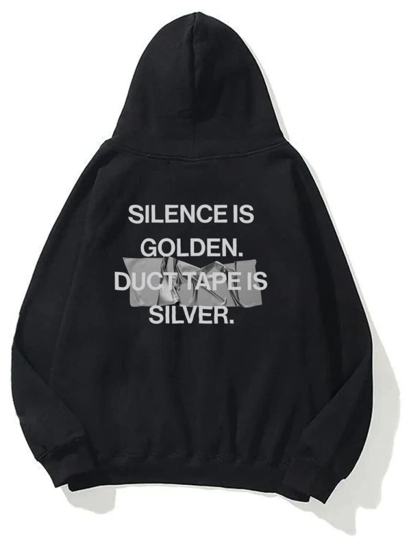Unisex Duct Tape Sweatshirt Hoodie Siyah