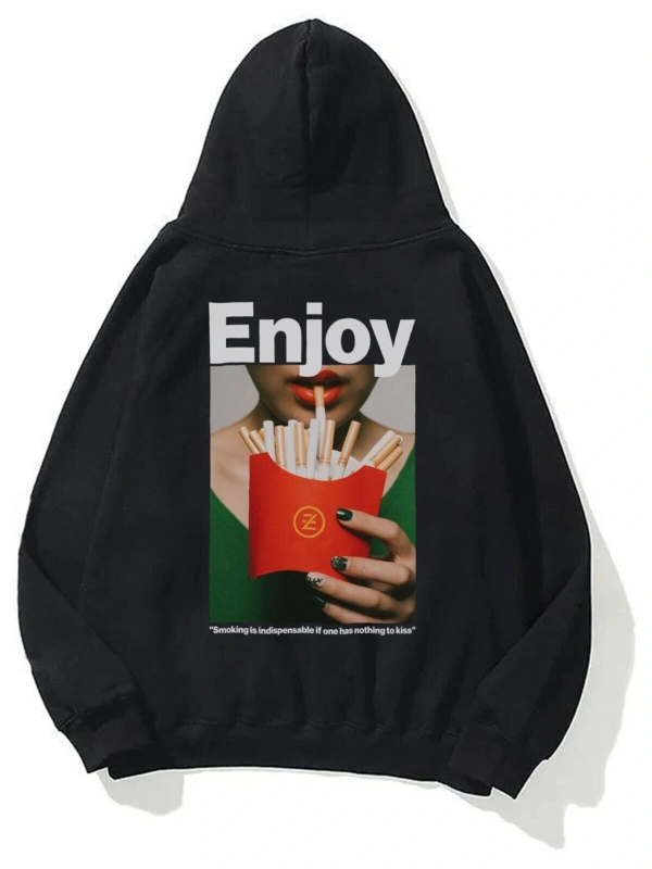 Unisex Enjoy Sweatshirt Hoodie Siyah