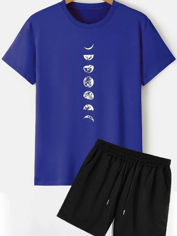 Unisex Evren Temalı Şort T-shirt Eşofman Takımı TSH-ASTRONOMİ-SHRT-DÜZ