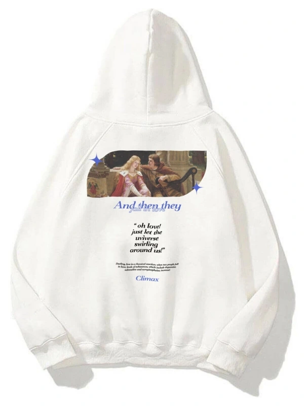 Unisex Fall In Love Sweatshirt Hoodie Beyaz