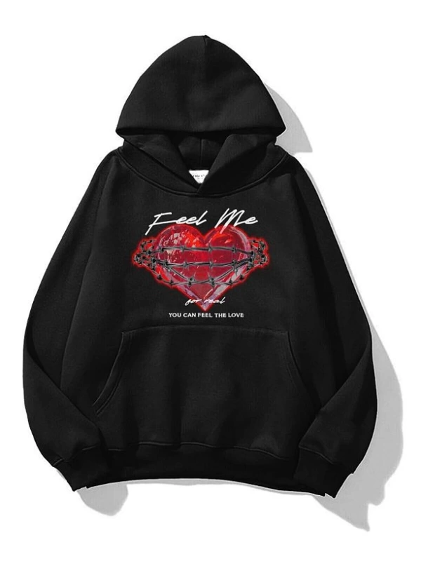 Unisex Feel Me Sweatshirt Hoodie Siyah