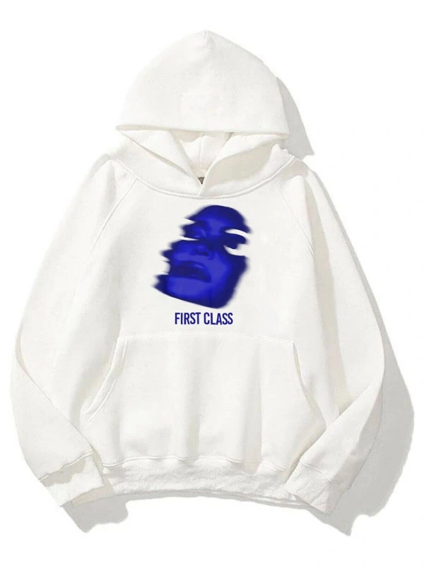 Unisex First Class Sweatshirt Hoodie Beyaz