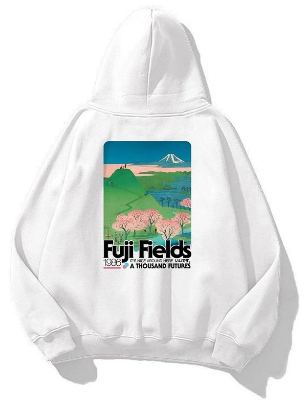 Unisex Fuji Fields Sweatshirt Beyaz