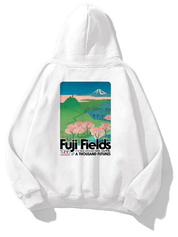 Unisex Fuji Fields Sweatshirt Beyaz