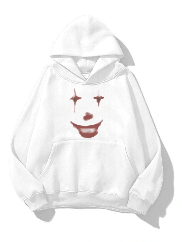 Unisex Fun Clown Sweatshirt Hoodie Beyaz