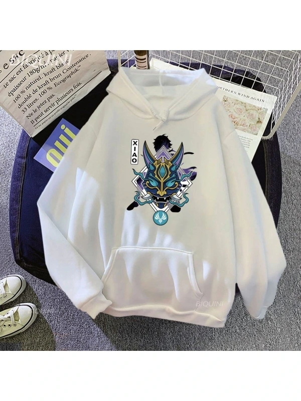 Unisex Genshin Impact, Kapşonlu Model107 12413 Beyaz