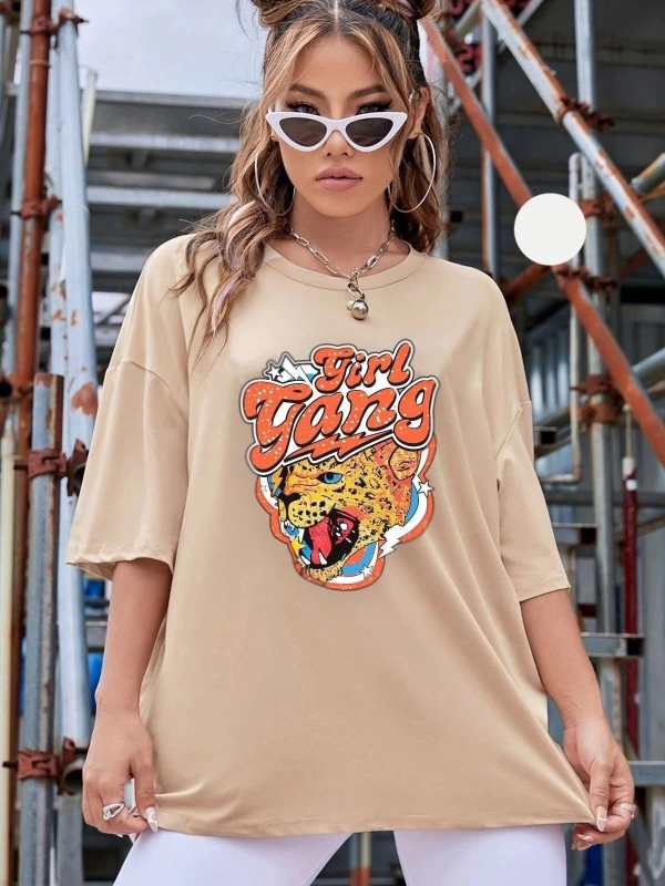 Unisex Girl Gang Baskılı T-shirt