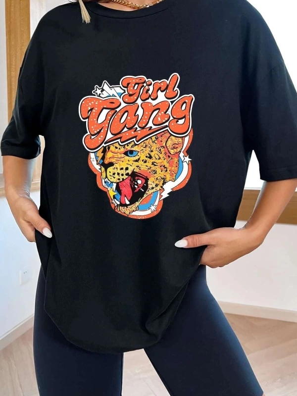 Unisex Girl Gang Baskılı T-shirt