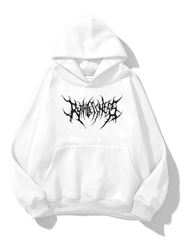 Unisex Gothic Ruthless Sweatshirt Hoodie Beyaz