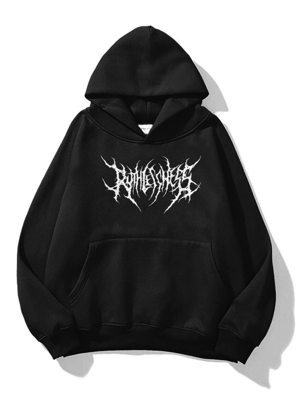 Unisex Gothic Ruthless Sweatshirt Hoodie Siyah