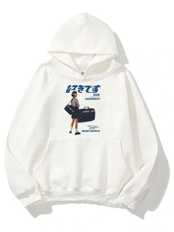 Unisex Harajuku Girl Beyaz Sweatshirt