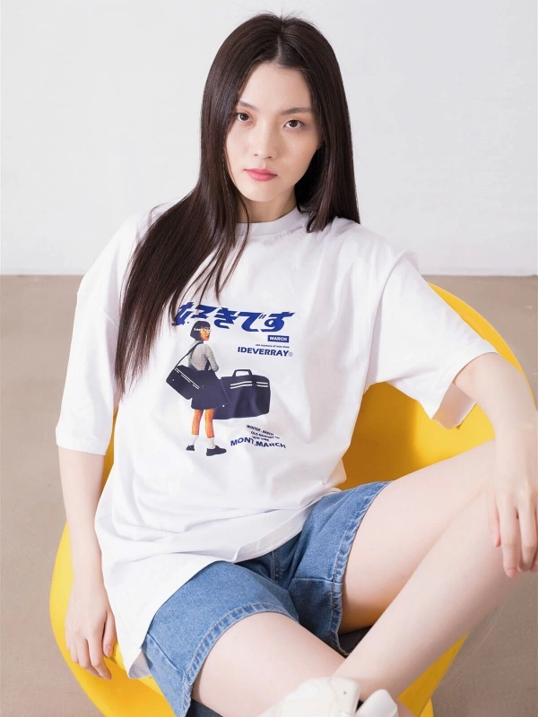 Unisex Harajuku Girl Beyaz Tshirt