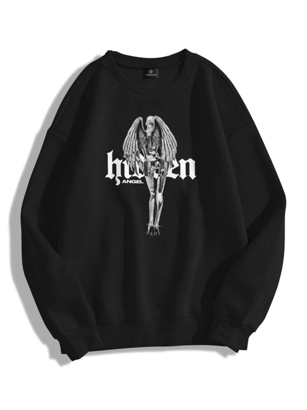 Unisex Hidden Bisiklet Yaka Sweatshirt