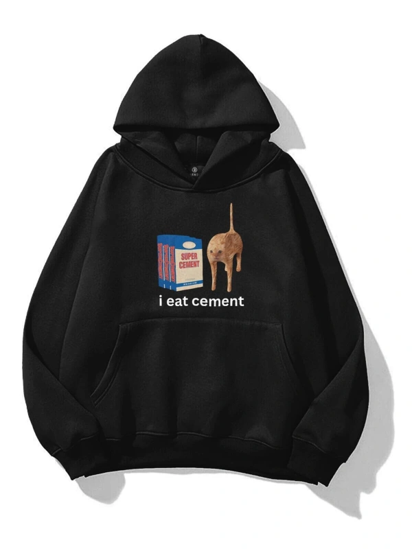 Unisex i eat cement Sweatshirt Siyah