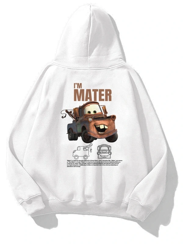 Unisex Im Mater Cars Sweatshirt Beyaz