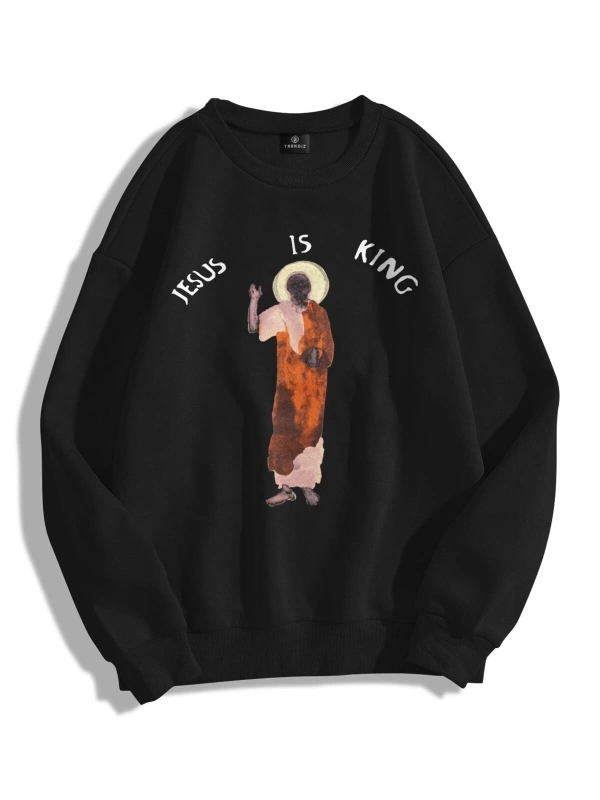 Unisex Jesus Is King Bisiklet Yaka Sweatshirt