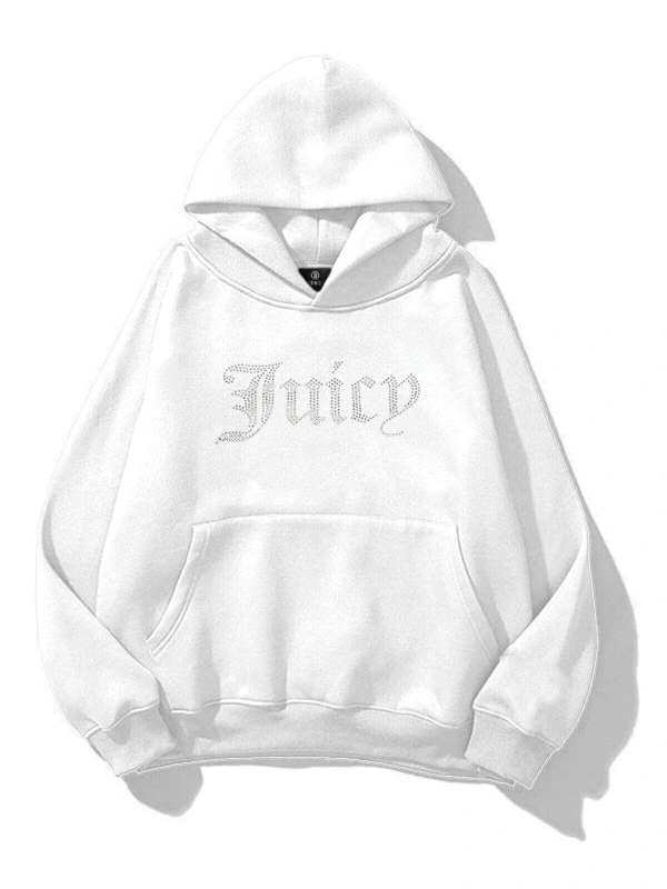 Unisex Juicy Taş Baskılı Sweatshirt Beyaz
