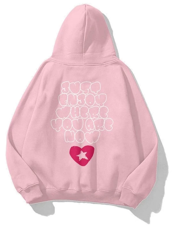 Unisex Just Enjoy Sweatshirt Hoodie Pembe