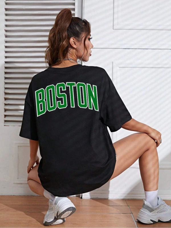 Unisex Kadın/Erkek Celtic Boston Özel Baskılı Renkli Oversize Penye T-Shirt